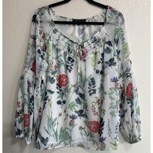 Floral Peasant Top Resort Cottage Fairy Whimsical Boho Lined Women's Size XL